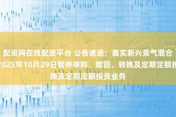 配资网在线配资平台 公告速递：嘉实新兴景气混合发起式2025年10月29日暂停申购、赎回、转换及定期定额投资业务